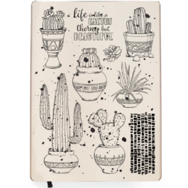 Stemple LIFE IS LIKE A CACTUS 15x20cm Ciao Bella 9szt